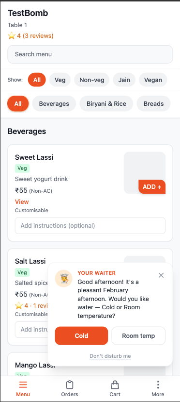 RestroBomb AI Waiter